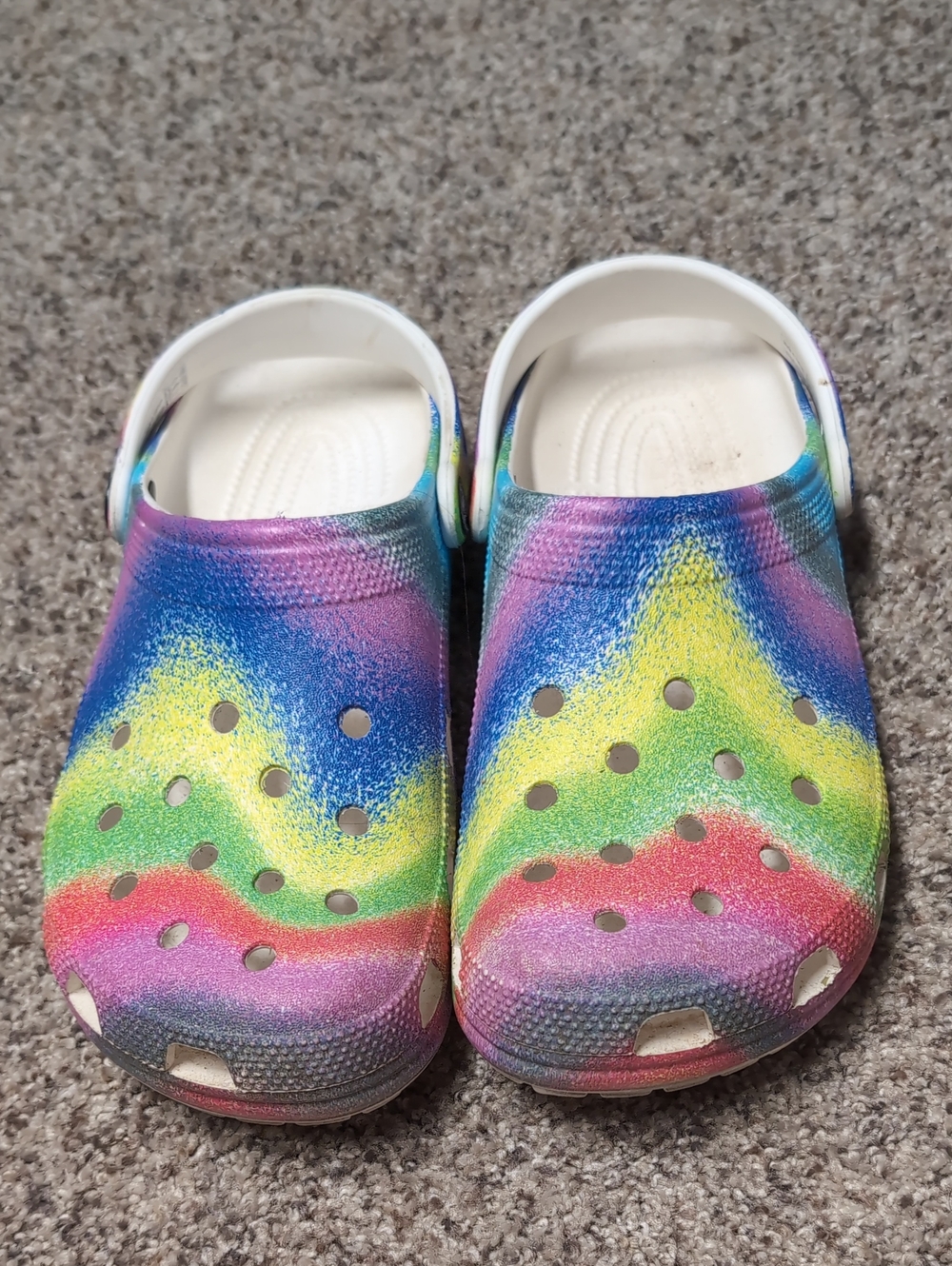 CROCS Tie-Dye Rainbow Clog with White Strap
